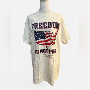 White Graphic T-Shirt with USA Flag Design